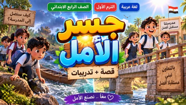 جسر الأمل رابعة ابتدائي ترم أول 2027 القصة والمعاني والتدريبات